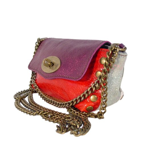 EBARRITO Colorblock Leather Chain Crossbody /Mini Bag Wristlet - Made in ITALY - Picture 4 of 11